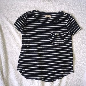 Hollister Blue and White Pocket Tee